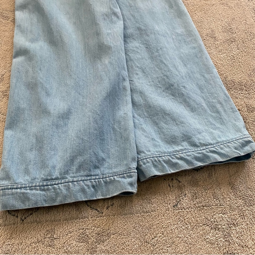 Sezane Anthon Trouser FR 40 US 8 100% Cotton Light Wash Blue Paper Bag Waist - Picture 11 of 14